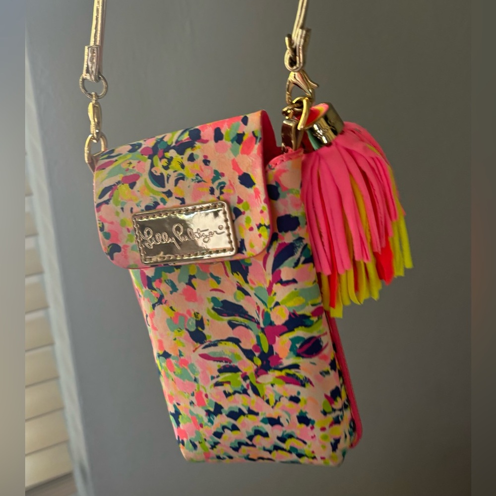 Lily Pulitzer Pink (Colorful) Crossbody pouch with card holder.